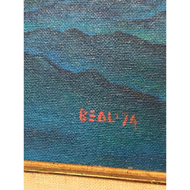 Vintage Nautical Original Oil Painting on Canvas Board, Signed Beal, 1974, Gold Frame For Sale - Image 6 of 8