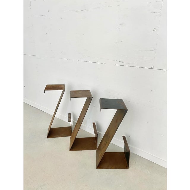 Martha Sturdy Industrial Steel Bar Stools, Set of 3 For Sale - Image 6 of 18