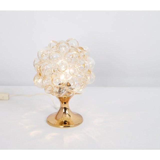 Petite Amber Bubble Glass Table Lamp from Limburg, Germany, 1970s For Sale - Image 4 of 8