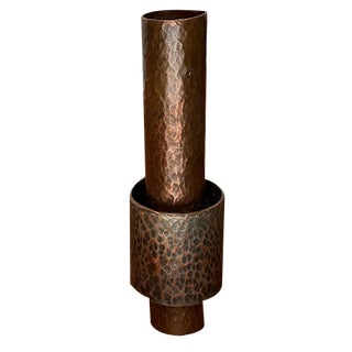 Mid-Century German Brutalist Copper Vase or Candleholder, 1960s For Sale