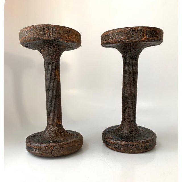 Antique Cast Iron Dumbbell Weights 7 Lb Each, a Pair Chairish