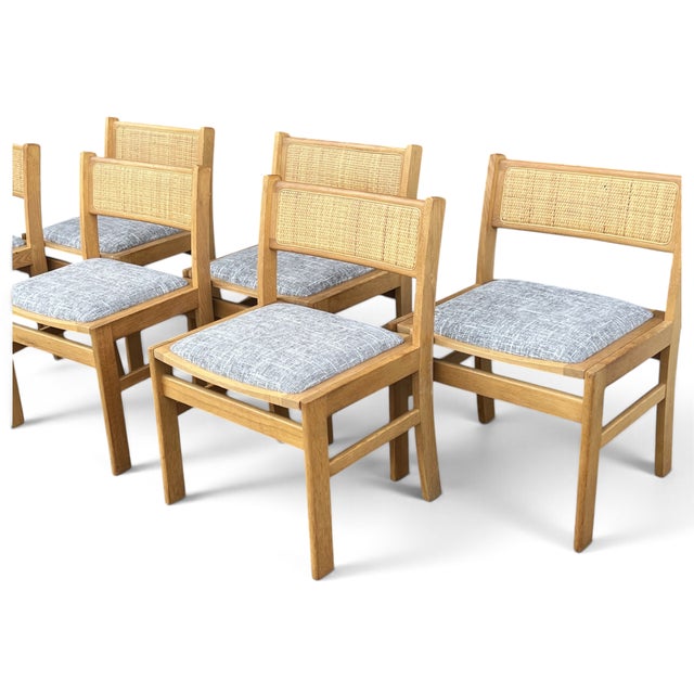 1960s Sorø Stole Danish Modern Teak & Cane Dining Chairs With Gray Upholstery - A Set of Six For Sale - Image 12 of 14