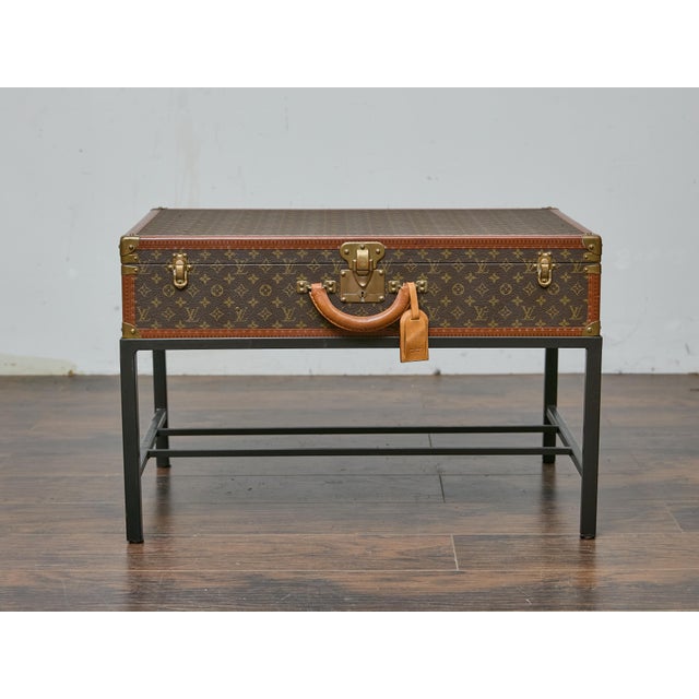 Late 20th Century Vintage Louis Vuitton Trunk Made into Coffee Table with Custom Base For Sale - Image 5 of 12