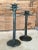 Rustic Pair Vintage Coastal Rustic Metal Palm Tree Staggering Candlestick Holders For Sale - Image 3 of 11