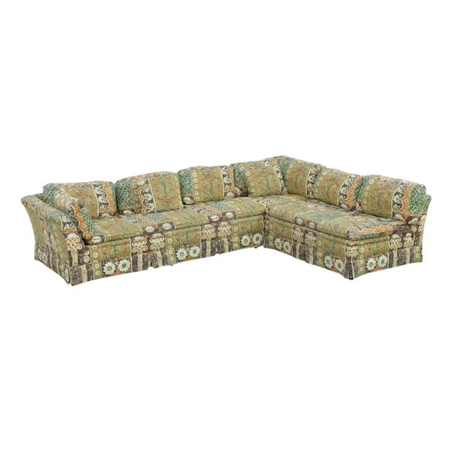 Henredon Vintage Henredon 1970's Flowered Sectional Sofa For Sale - Image 4 of 11