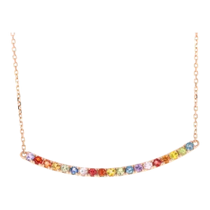 1.32 Carat Multicolor Rainbow Sapphire Yellow Gold Bar Chain Necklace