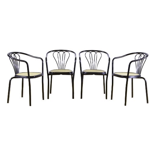 Chairs with Black Painted Steel Tube Frame and Polypropylene Seat, Set of 4 For Sale