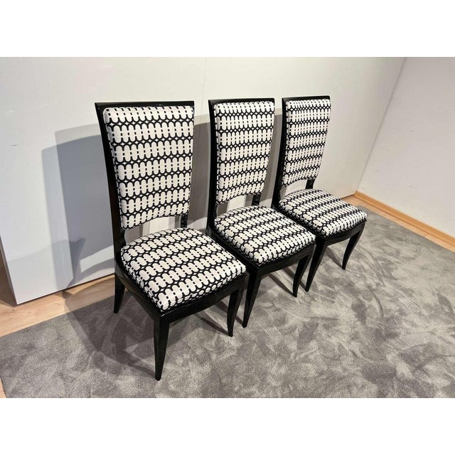 High Back Black Lacquered Dining Chairs, Set of 6 For Sale - Image 17 of 18