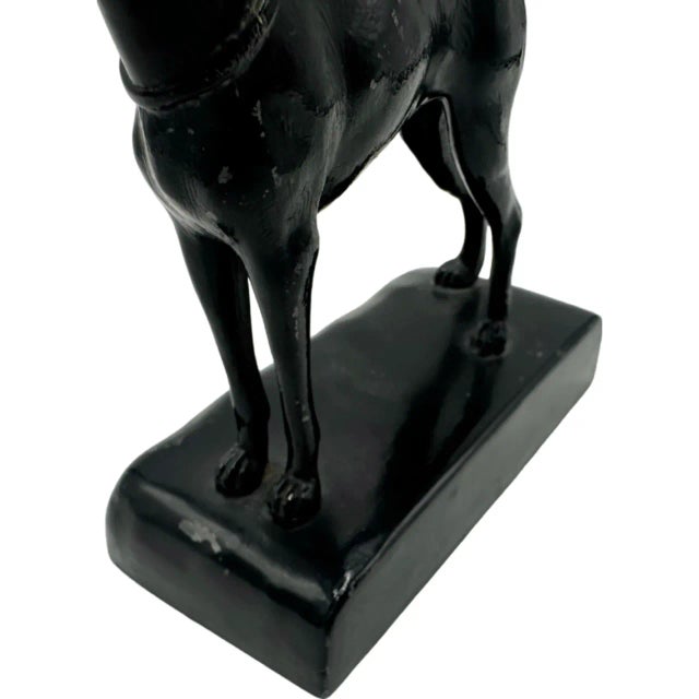 Metal Vintage Doberman Dog Figure Statue Black Metal Desk Animal For Sale - Image 7 of 12