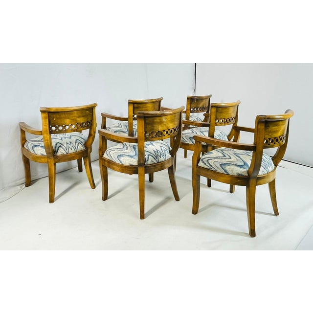 Set of 6 Solid Wood Dining Room Armchairs, Usa 1970s For Sale - Image 9 of 12