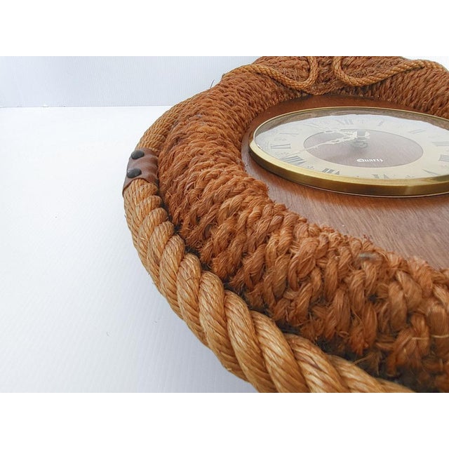 Vintage Carrez Wall Clock in Rope, 1970s For Sale - Image 3 of 11