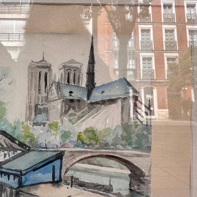 Timoteo Pérez Rubio, View of Notre Dame from Quai De La Tournelle, 1969, Watercolor on Paper For Sale - Image 13 of 18
