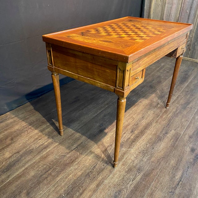 Antique French Inlaid Game Table With Reversible Chessboard Backgammon Top For Sale - Image 11 of 16
