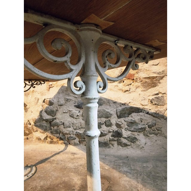 Vintage French Table with Oak Top & Cast Iron Legs For Sale - Image 5 of 16