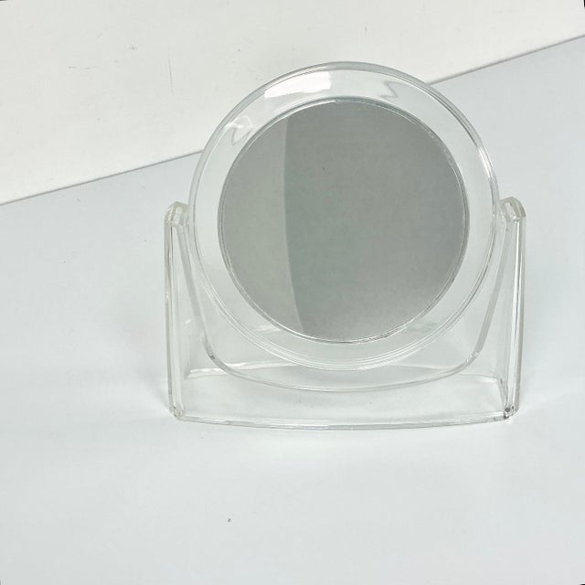Transparent 1970s Vintage Lucite Tabletop Flip Makeup Mirror, Charles Hollis Jones Attributed For Sale - Image 8 of 18