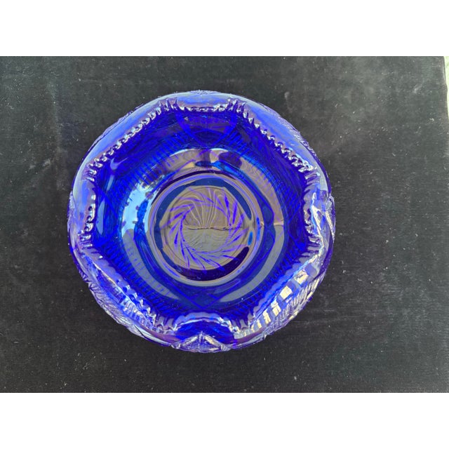 Vintage Fenton Cobalt Blue Pressed Glass Starburst Rose Bowl, Circa 1970s For Sale In Orlando - Image 6 of 9