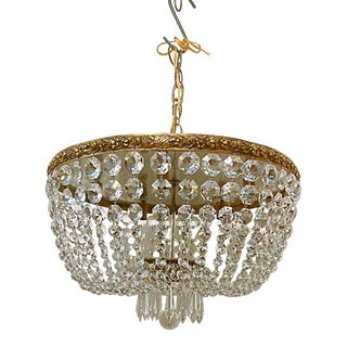 1930s Portuguese Bronze Basket Chandelier For Sale