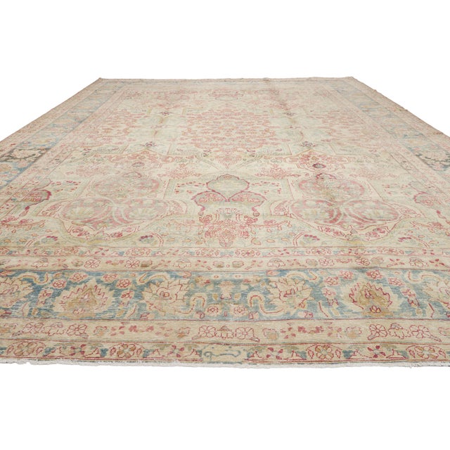 Rustic Late 19th Century Persian Yazd Rug, 10'02 X 14'09 For Sale - Image 3 of 10