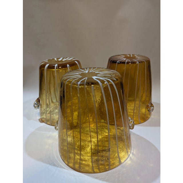 Murano, Venini & Co. Vintage 1970s Venini for Disaronno Murano Glass Ice Bucket, Amber & White For Sale - Image 4 of 13