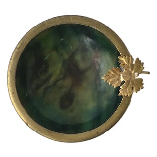 Italian Alabaster Marble and Brass Ashtray or Jewelry Dish, Mid-20th Century For Sale