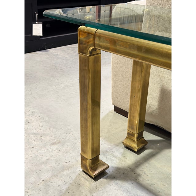 Vintage Mastercraft Attributed Mid-Century Modern Brass and Glass Rectangular Console Table For Sale In New York - Image 6 of 8
