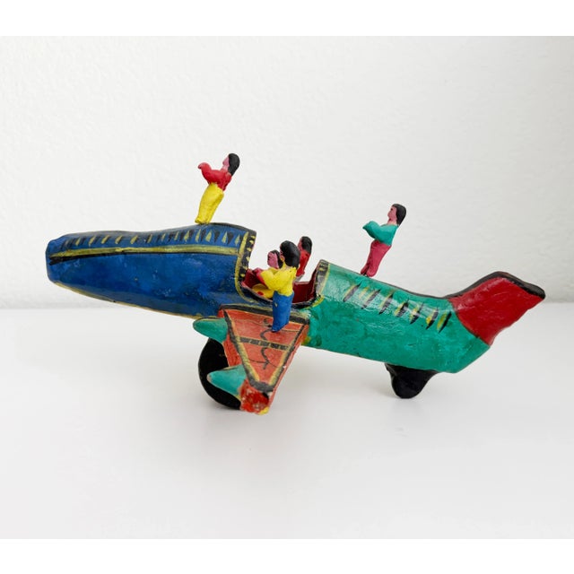Ceramic Vintage Mexican Folk Art Acrobats on Airplane, Mid 20th Century For Sale - Image 7 of 10