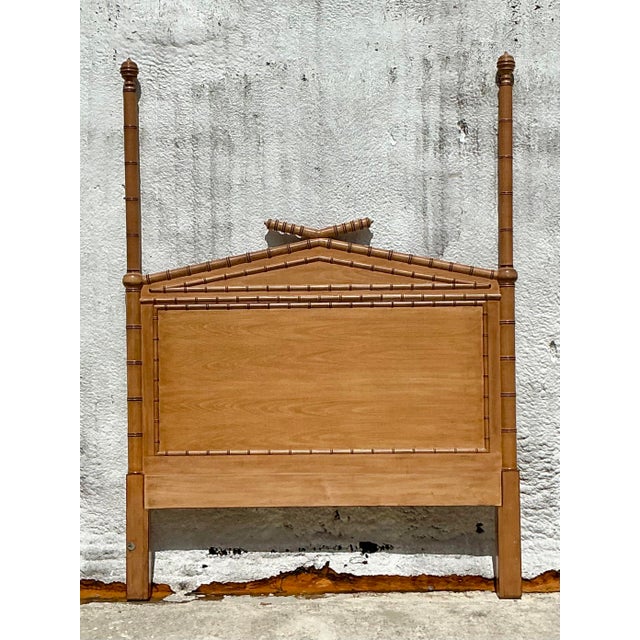 Hollywood Regency Vintage Regency Carved Bamboo Queen Headboard For Sale - Image 3 of 7