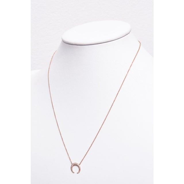 2020s Crescent Moon Pave Diamond 14k Rose Gold Pendant Necklace For Sale - Image 5 of 8