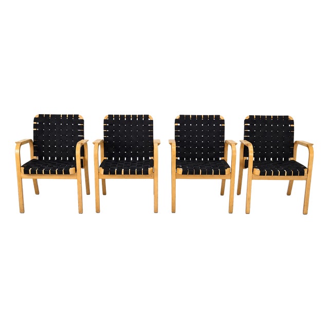 Model 45 Lounge Chairs by Alvar Aalto for Artek, 1970s, Set of 4 For Sale