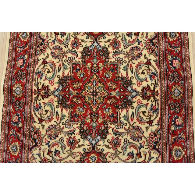 2000 - 2009 Fine Qom Rug 3’2” X 5’2” Ivory Wool/Silk Traditional Hand-Knotted Carpet For Sale - Image 5 of 12