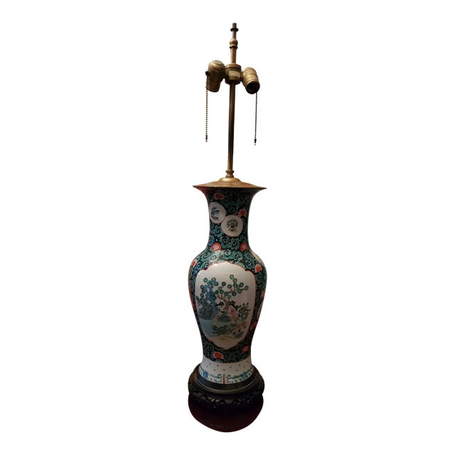 Antique 1910s Chinese Porcelain Lamp, Designer Label For Sale