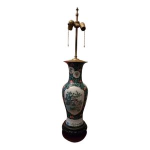 Antique 1910s Chinese Porcelain Lamp, Designer Label