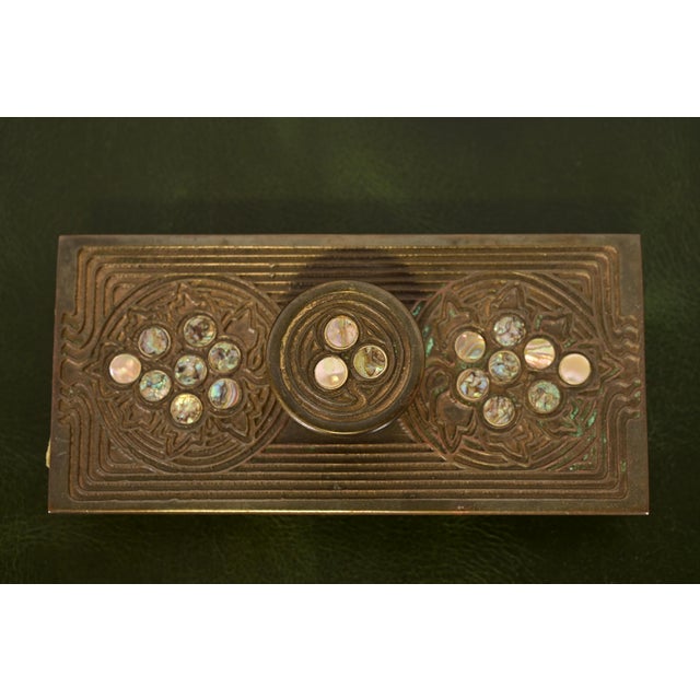 Early 20th Century Tiffany Studios New York Bronze and Abalone Rocker Blotter For Sale - Image 5 of 11