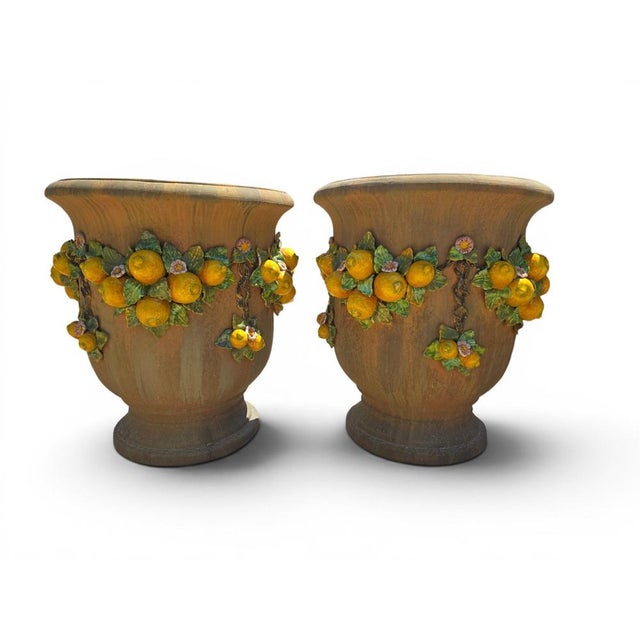 1950s Italian Glazed Terracotta Garden Urns, 1950s, Set of 2 For Sale - Image 5 of 13
