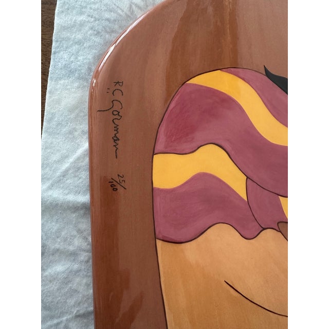 1990s R C Gorman "Falling Star" Rare Ceramic Heavy Art Plate Numbered 25/100 Perfect Condition For Sale - Image 5 of 7