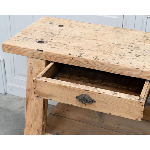 Antique Workbench in Fir Wood, 1940 For Sale - Image 6 of 16