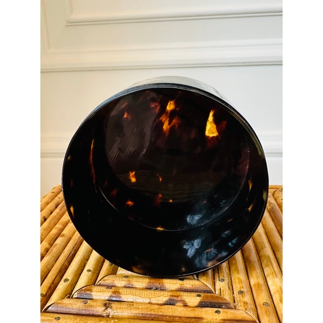 Vintage Round Faux Tortoiseshell Box For Sale - Image 4 of 10