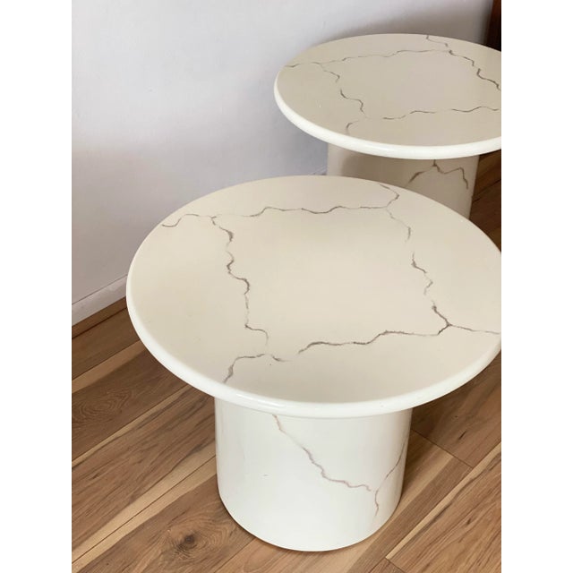 Postmodern Pair of 1980s Lacquer Round Top End Tables For Sale - Image 3 of 10