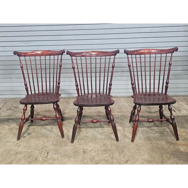 Late 20th Century Late 20th Century Set of 6 Nichols & Stone (Stickley) Cherry Fan Back Windsor Chairs For Sale - Image 5 of 12