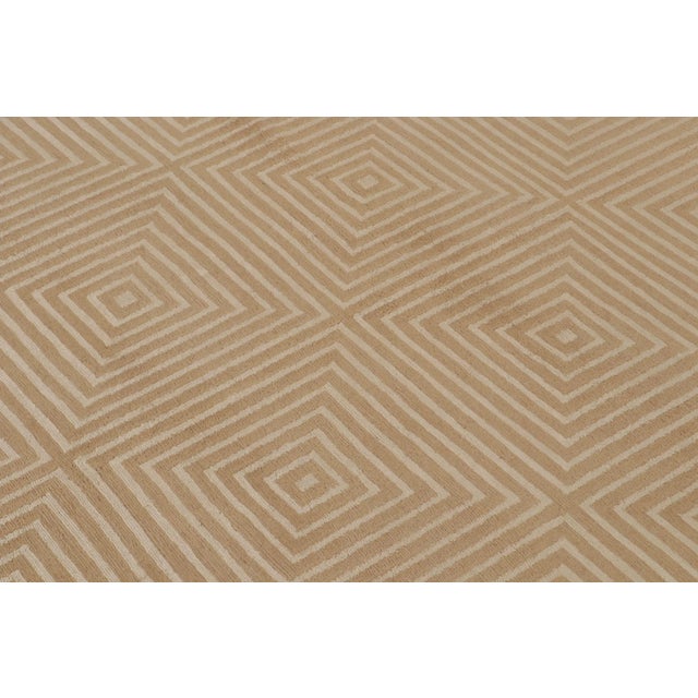 Rug & Kilim Rug & Kilim’s Cubist Style Rug in Beige With White Geometric Patterns “Dorian” For Sale - Image 4 of 9