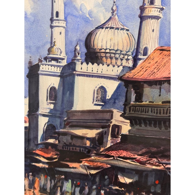 G. D. Thyaga Raj Delhi Mazar Street Scene Watercolor, Circa 1968 For Sale - Image 10 of 12