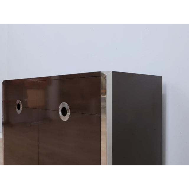 Brown Small Dark Brown Laminate & Chrome Sideboard from Mario Sabot, 1970s For Sale - Image 8 of 15