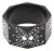 French Art Deco Style Black Resin and Rhinestone Angled Cuff Bangle Bracelet, 1980's For Sale