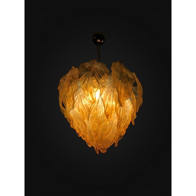 Vintage Opal Leaf Chandelier in Murano Opal Glass, 1980 For Sale - Image 6 of 13