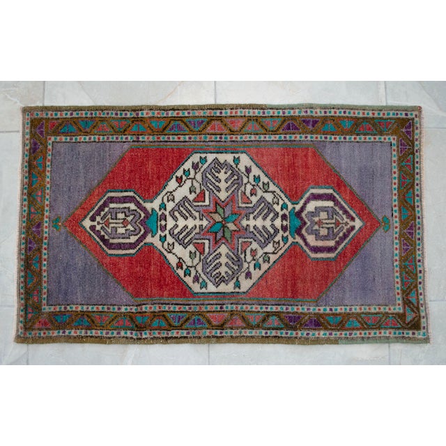 1970s Hand Made Mat Small Turkish Rug Kitchen Decor - 1′9″ × 3′ For Sale - Image 11 of 13