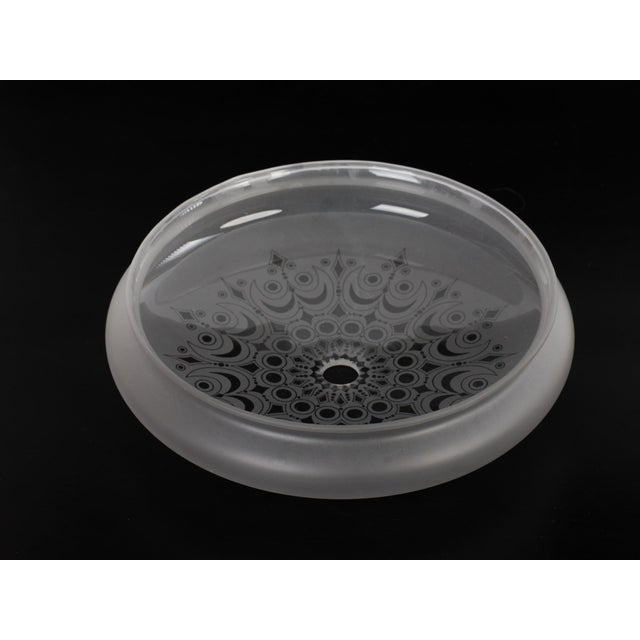 1960s Small Brass & Frosted Glass Flush Mount Fixture For Sale - Image 6 of 7