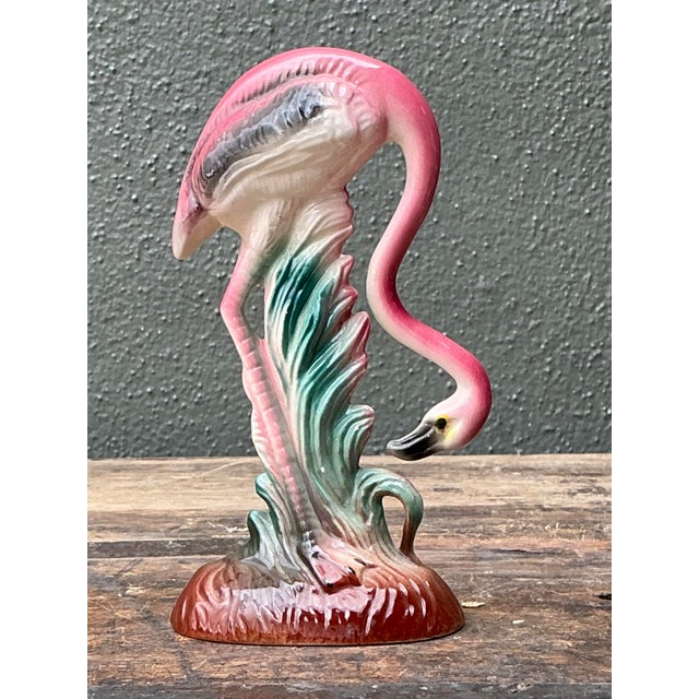 Vintage MCM Glazed Ceramic Flamingo For Sale - Image 4 of 12