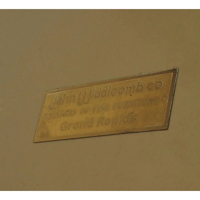 Brass John Widdicomb Burl Walnut and Sunburst Travertine Game Table With Brass Inlay For Sale - Image 8 of 9