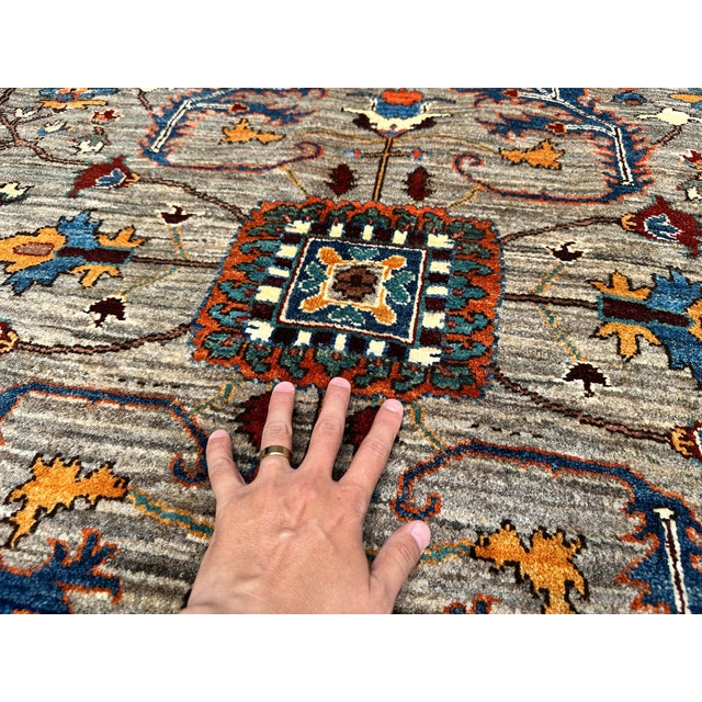 Grey Khotan Hand-Knotted Wool Rug - 9'6" X 8'0" For Sale - Image 10 of 13