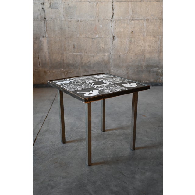 Danish Tile Art Side Table For Sale - Image 4 of 7